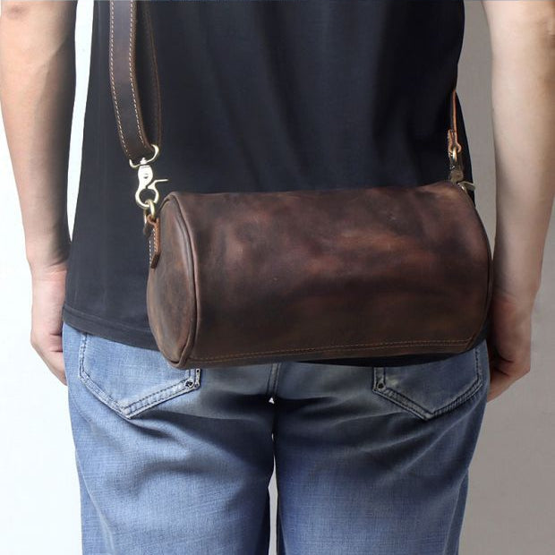 Leather Cylinder Shoulder Bag Mens 