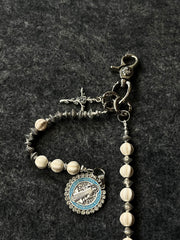 Long Ball Wallet Chains for Women White Ball Wallet Chain Beaded Wallet Chain - iChainWallets