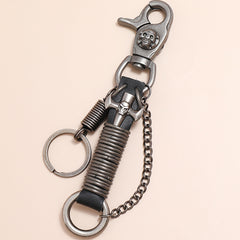 cool carabiner keychain​ Skull Keychain Cool Keychains for Guys Leather Keychain Snap Mens Leather Keychain