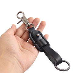 leather key ring mens​ Black Leather Key Fob Men's Leather Keychains Cool Keychains for Car Keys 