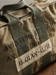 Army Green Canvas Mens Pilot Bag Canvas WWII Bag Canvas Army Weekender Bag Travel Bag for Men