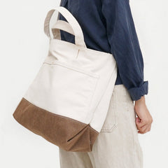 Womens Canvas Tote Bag White&Khaki Canvas Handbag Canvas Tote Bags for Men