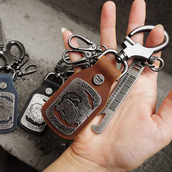 Cool Bottle Opener Keychain trendy keyrings​ Coolest Keychains Leather Fob Keychain Mens Leather Keychain