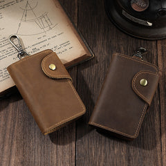 Leather Key Wallet with Belt Clip for Men Key Holder Wallet Leather Key Ring Wallet - iwalletsmen