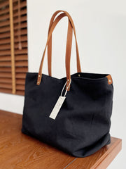 Women Black Canvas Large Shopper Totes Bag Black Canvas Tote Shoulder Bag Handbag for Mens