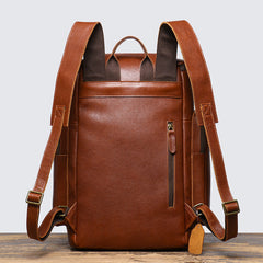 Brown Large Leather Backpack for 15 inch Laptop Mens Large Leather Backpack - iwalletsmen