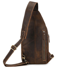 Vintage Brown Leather Sling Bag for Men - iwalletsmen