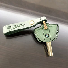 Green Waxed Leather BMW Motorcycle f800gs Key Holder Handmade Leather BMW Bike C400X R1200GSG310gs Key Cover - iChainWallets