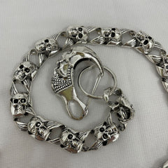 Badass Silver Mens Skull Wallet Chain Cool Skull Wallet Chain Skull Pants Chain For Men