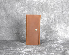 Long Leather Wallet with Flap Mens Wallet with Flap Brown Leather Flap Wallet - iwalletsmen