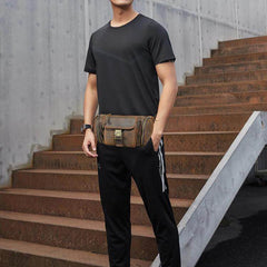 Dark Brown Mens Leather Waist Pack 