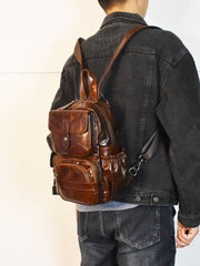 Leather Large Sling Backpack - Detail