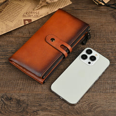  Double Zipper Leather Wallet with Buckle for Men - iwalletsmen