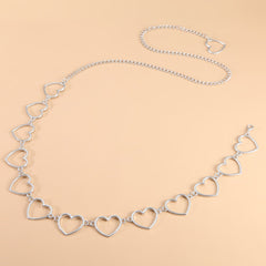 Cute Silver Hearts Belly Chains Alloy Women Waist Chain The Waist Adjustable Cute Bikini Hearts Waist Chain