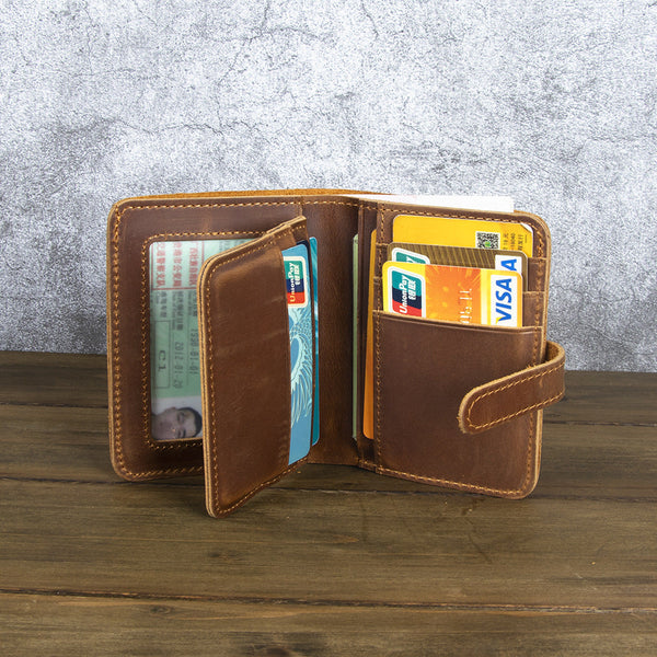 Leather Vertical Wallet with Buckle Mens Wallets Leather Vertical Bifold Wallet - iwalletsmen