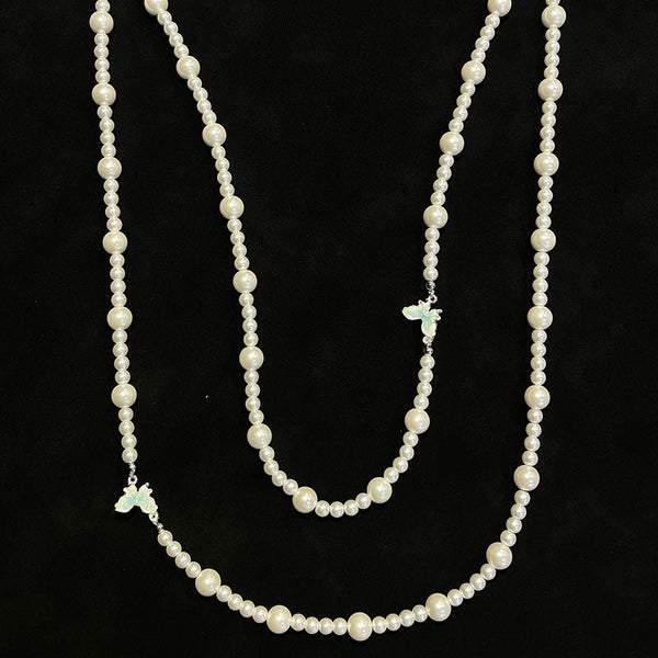 Long Double Beaded Wallet Chain Pearl Bead Wallet Chain for Women - iChainWallets