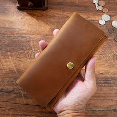 Brown Leather Flap Wallet for Men 