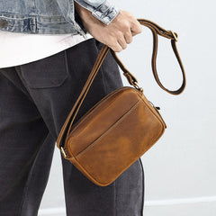 Brown Small Italian Leather Crossbody Bag - iwalletsmen