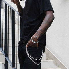 Pearl Wallet Chain Womens Ball Wallet Chain Long Double Wallet Chain - iChainWallets