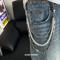 Pearl Wallet Chain Triple Wallet Chain Ball Wallet Chain Bead Wallet Chain - iChainWallets