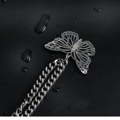 Fashion Womens Butterfly Jeans Chain Silver Double Layers Butterfly Wallet Chains Panties Chains For Men