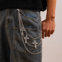 Triple Wallet Chain With Cross Mens Biker Wallet Chain - iChainWallets