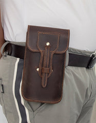 Dark Brown Leather Belt Phone Pouch Leather Phone Belt Pouch - iwalletsmen