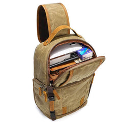 Sling Bag for Big Man - Waxed Canvas Large Sling Backpack - Large Canvas Sling Bag