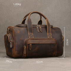 Brown Weekend Bag Small Leather Weekender Bag for Men Long Weekend Shoulder Bag - iwalletsmen