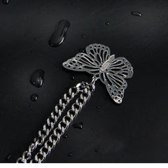 Fashion Womens Butterfly Jeans Chains Silver Double Layers Butterfly Wallet Chains Panties Chains For Men