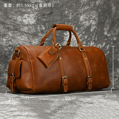 Brown Leather Weekender Bag for Men Vintage Leather Weekend Bag for Men - iwalletsmen