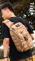 Khaki Tactical Canvas big sling bag for men