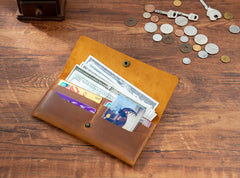 Brown Leather Mens Flap Wallet Vintage Wallet With Flap - iwalletsmen