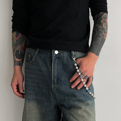 Blue Beaded Wallet Chain for Women Ball Wallet Chain Womens Wallet Chain - iChainWallets