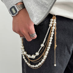 Pearl Layered Wallet Chain with Tassel - iChainWallets