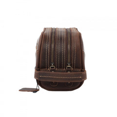 men's travel hygiene bag Brown Leather Men's Toiletry Bag Leather Roomy Dopp Kit Clutch Wash Kit - iwalletsmen