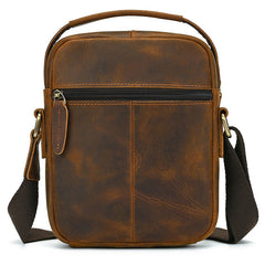 Brown Leather Vertical Crossbody Bag for Men Small Vertical Crossbody Bag - iwalletsmen