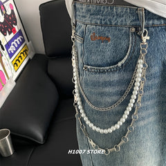 Pearl Wallet Chain Triple Wallet Chain Ball Wallet Chain Bead Wallet Chain - iChainWallets