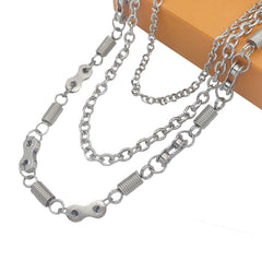 Cool Mens Silver Three Layers Pants Chain Silver Cool Triple Biker Wallet Chains For Men