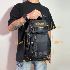 Large Leather Sling Bag for Big Guys - Strap Detail