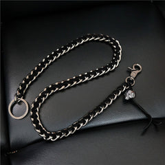 cool keychains for car keys Cool Metal Braided Leather Wallet Chain Black Wallet Chain Skull Wallet Chain