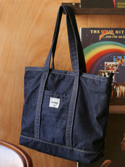 Mens Blue Denim Large Tote Bags Denim Handbag Denim Large Tote Shoulder Bag for Men Women