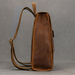 Crazy Horse Leather Backpack Mens 17L Brown Leather Backpack for Men - iwalletsmen