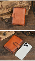 Brown Vertical Leather Wallet with Buckle for Men Buckle Mens Wallets That Holds A Lot of Cards - iwalletsmen