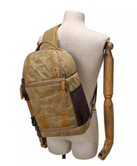 Sling Bag for Big Man - Waxed Canvas Large Sling Backpack - Large Canvas Sling Bag