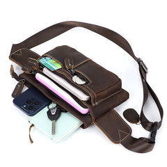 Brown Leather Waist Bag for Men 