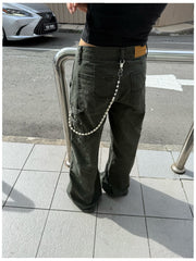 White Ball Wallet Chain Long Ball Pants Chain Turquoise Stone Beaded Wallet Chain Bead Wallet Chain - iChainWallets