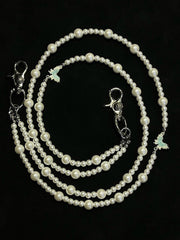 Long Double Beaded Wallet Chain Pearl Bead Wallet Chain for Women - iChainWallets