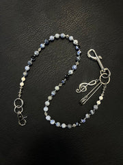 Blue Stone Bead Wallet Chain Long Blue Beaded Wallet Chain - iChainWallets
