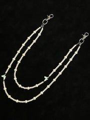 Long Double Beaded Wallet Chain Pearl Bead Wallet Chain for Women - iChainWallets
